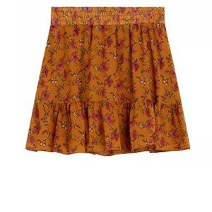 Beautees Girl's Size XL (16) Rust Floral Print Ruffle Hem Skirt